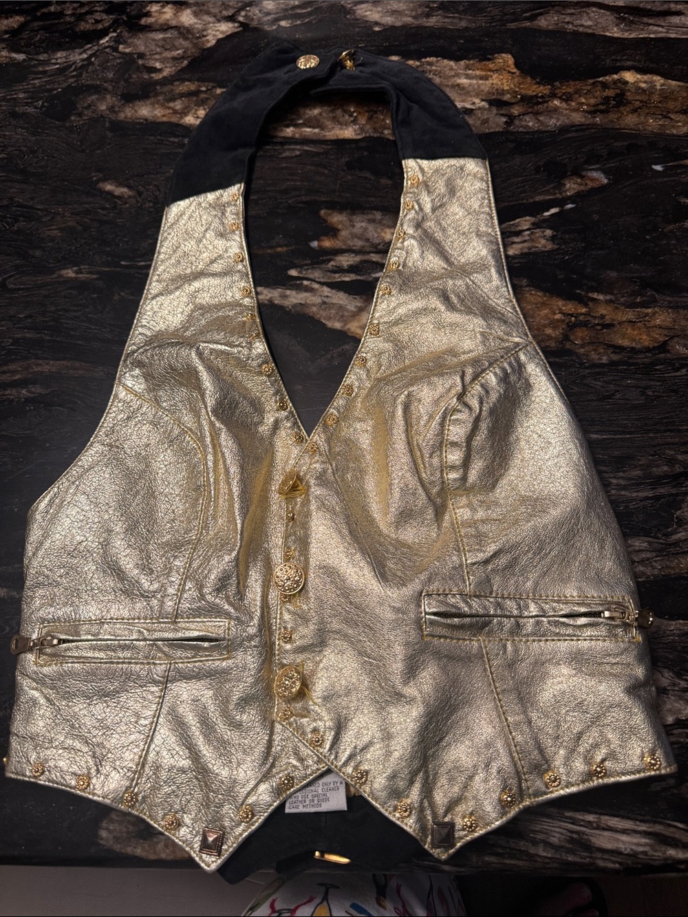 Metallic Gold Halter Vest - Women